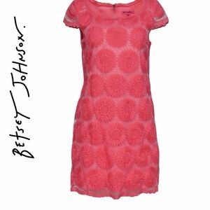 Betsey Johnson Pink Embroidered Lace Dress